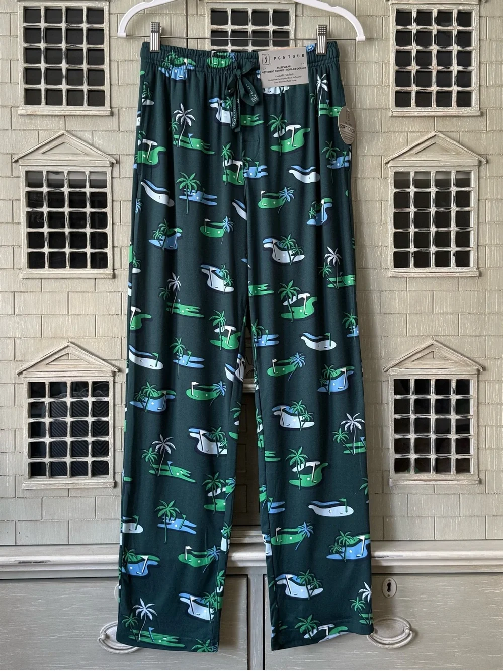PGA TOUR Sleepwear Mens Soft Touch Beach Golf Course Jersey Pants, June Bug - S